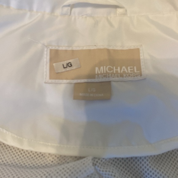 Michael Kors packable Rain Jacket - White with Gold detailing Sz L - Picture 4 of 8